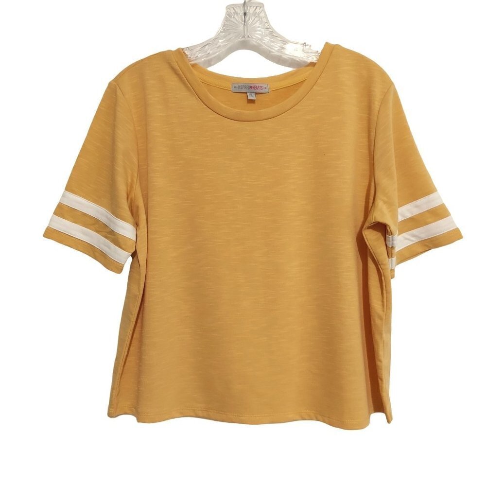 Inspired Hearts Women's Crew Neck Heathered Sporty Crop Top
